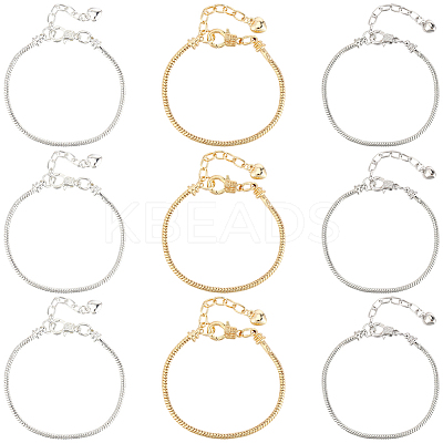 24Pcs 3 Colors Brass European Style Bracelet Making MAK-PA0001-01-1