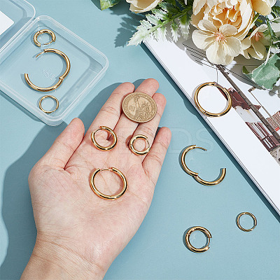 5 Pairs 5 Styles PVD Vacuum Plating 304 Stainless Steel Huggie Hoop Earrings for Women EJEW-ME0001-07-1
