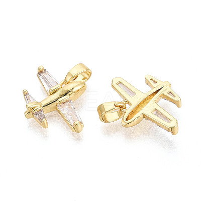 Brass Micro Pave Cubic Zirconia Pendants KK-T073-51G-1