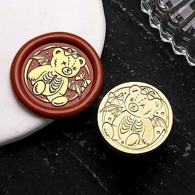 Golden Tone Wax Seal Brass Stamp Heads AJEW-U008-01G-01-1