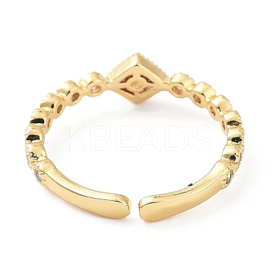 Rack Plating Brass Micro Pave Clear Cubic Zirconia Cuff Rings RJEW-C043-11G-1