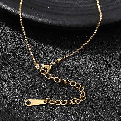 304 Stainless Steel Pave Clear Glass Rhinestone Shell Shape Pendant Ball Chain Necklaces for Women NJEW-K255-53G-1