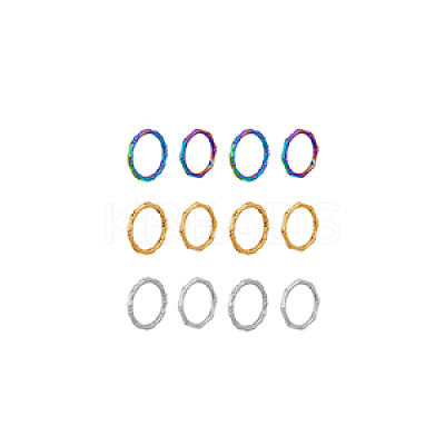 12Pcs 6 Style 304 Stainless Steel Bamboo Sticker Finger Ring for Women RJEW-DC0001-14-1