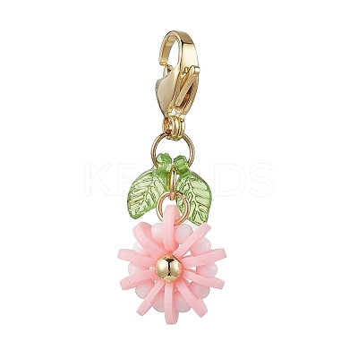 Flower Polymer Clay & Glass Pendants Decorations HJEW-MZ00327-04-1