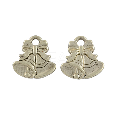 Tibetan Style Alloy Christmas Bell Pendants X-TIBEP-GC158-AS-RS-1