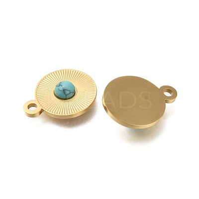 Dyed Synthetic Turquoise Flat Round Charms STAS-Q335-17G-1
