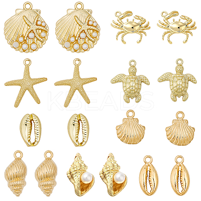 36Pcs 9 Styles Ocean Theme Alloy Pendants FIND-SC0012-45-1
