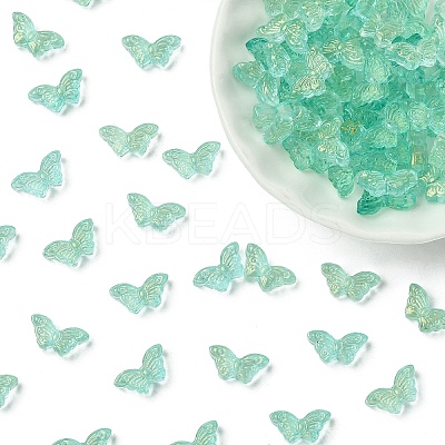 100Pcs Transparent Spray Painted Glass Beads GLAA-YW0005-09B-1
