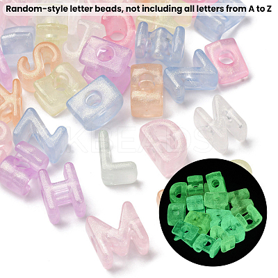 50Pcs Luminous Transparent Acrylic Beads LACR-SP0001-01-1