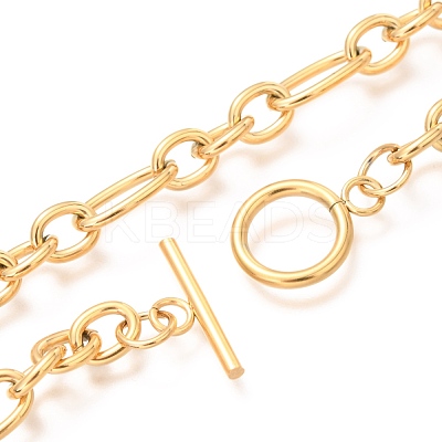Unisex Ion Plating(IP) 304 Stainless Steel Figaro Chain Necklaces NJEW-H215-03G-1