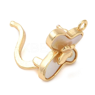 Brass with Natural Shell Fold Over Clasps LS-KK-G505-27G-1
