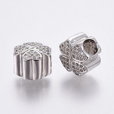 Brass Micro Pave Cubic Zirconia European Beads OPDL-P001-28-1