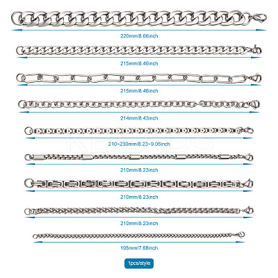 Unisex 304 Stainless Steel Chain Bracelets BJEW-TA0001-05P-1