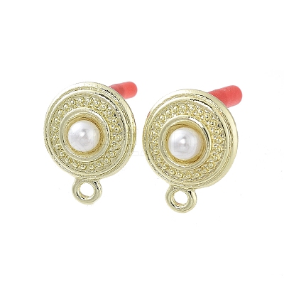 Rack Plating Golden Alloy with ABS Pearl Stud Earring Findings EJEW-B036-03G-12-1