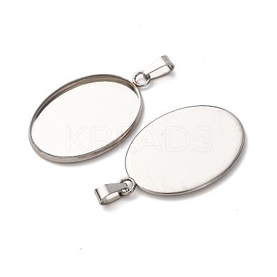 304 Stainless Steel Pendant Cabochon Settings STAS-D379-03C-P-1