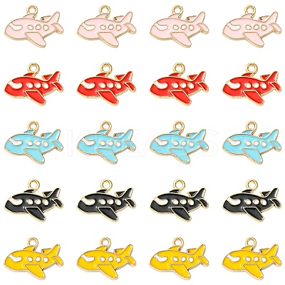 25Pcs 5 Colors Alloy Enamel Pendants ENAM-YW0006-78-1