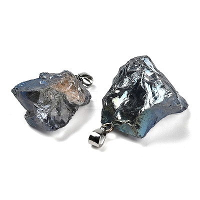 Electroplated Raw Natural Quartz Crystal Pendants G-Q481-20P-06-1