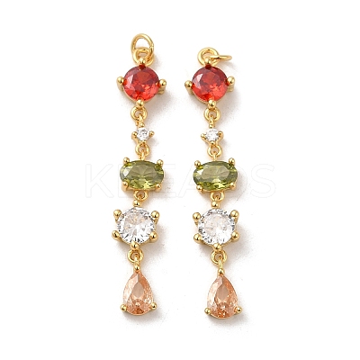 Rack Plating Brass Micro Pave Cubic Zirconia Pendants X-KK-Q795-09G-1