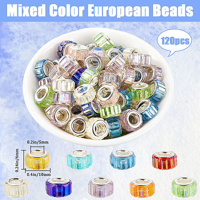 120Pcs Resin European Beads FIND-SP0002-05C-1