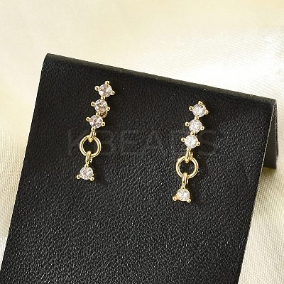 Brass Micro Pave Clear Cubic Zirconia Stud Earrings EJEW-R016-26G-01-1