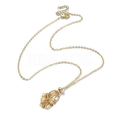 Natural Mixed Gemstone Round Pendant Necklaces NJEW-JN04565-1