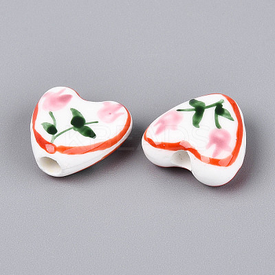 Hand Painted Tulip Flower Porcelain Ceramic Beads PORC-T134-28F-1