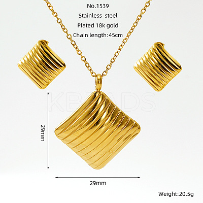 304 Stainless Steel Pendant Necklaces & Stud Earrings FS-WG14082-10-1