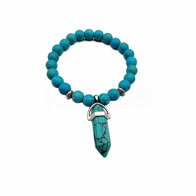 Synthetic Turquoise Pointed Bullet Charm Bracelets ZL7709-1