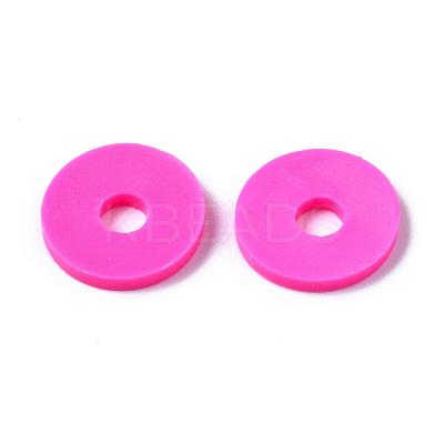 Flat Round Handmade Polymer Clay Beads CLAY-R067-10mm-31-1