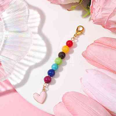 Alloy Enamel Heart Pendant Decorations HJEW-JM01507-03-1