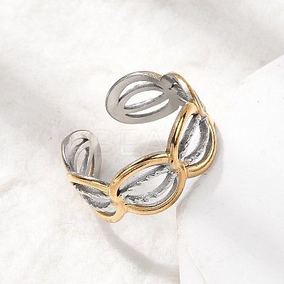 Adjustable 304 Stainless Steel Cuff Rings for Women RJEW-B150-01GP-01-1