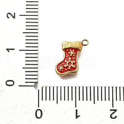 Christmas 304 Stainless Steel Red Enamel Charms STAS-L022-468G-1