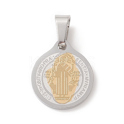 304 Stainless Steel Flat Round Pendants STAS-D034-01-1