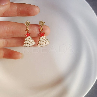 Alloy Enamel Dangle Stud Earrings EJEW-H173-04KCG-1