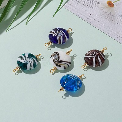 Handmade Gold Sand Lampwork Link Connectors X-PALLOY-JF00597-1