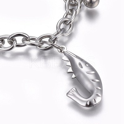 Tarnish Resistant 304 Stainless Steel Charm Bracelets BJEW-L637-20-P-1