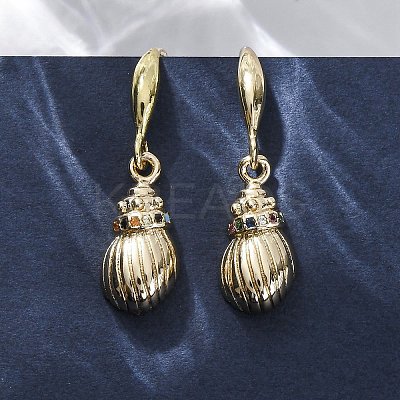 Brass Micro Pave Colorful Cubic Zirconia Dangle Earrings EJEW-F362-13G-1