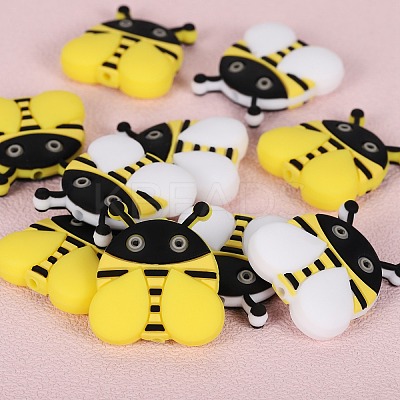 10Pcs 2 Styles Bee Silicone Beads JX692A-1
