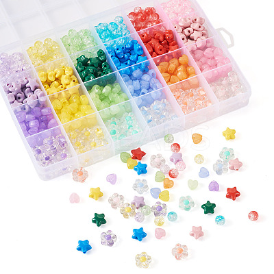 60Pcs 6 Colors Transparent Acrylic Beads TACR-TA0001-53-1