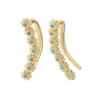 Brass Micro Pave Cubic Zirconia Stud Crawler Earrings KK-CBAA351-18G-02-1