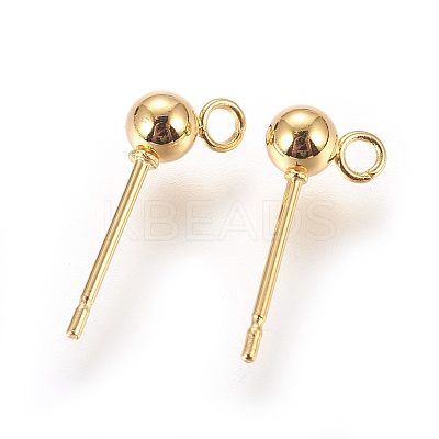 304 Stainless Steel Ball Stud Earrings Findings LS-STAS-P227-17G-1