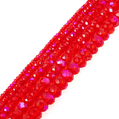 5 Strands 5 Size Transparent Electroplate Glass Beads Strands GLAA-TA0001-96A-1