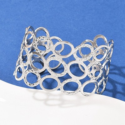 304 Stainless Steel Cuff Bangles for Women BJEW-G757-11P-1