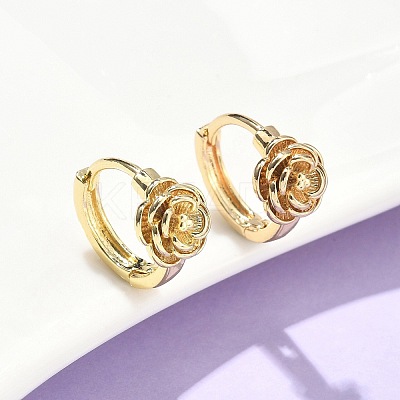 Rose Brass Hoop Earrings EJEW-Z102-03G-1
