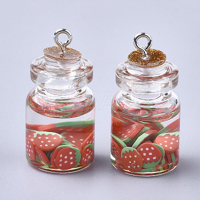 Glass Bottle Pendants GLAA-T001-04D-1