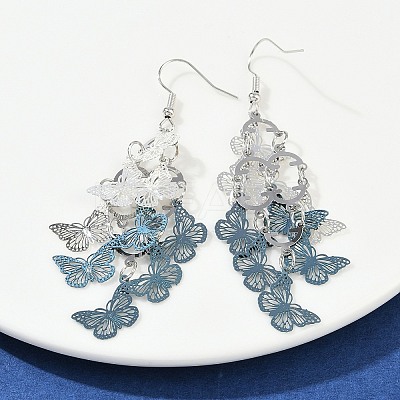 430 Stainless Steel Butterfly Dangle Earrings EJEW-A137-02P-01-1