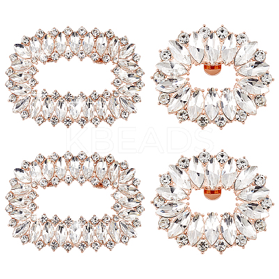 4Pcs 2 Style Alloy Crystal Rhinestone Shoe Decorations AJEW-PH0011-49KCG-1