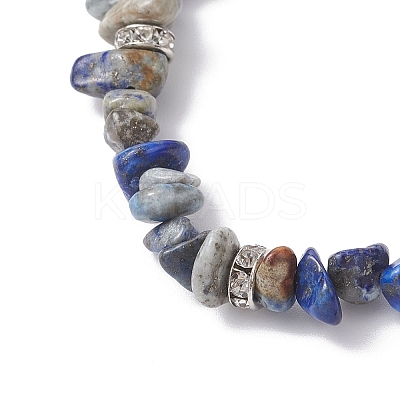 Natural Lapis Lazuli Chip Beaded Stretch Bracelets BJEW-JB12316-03-1