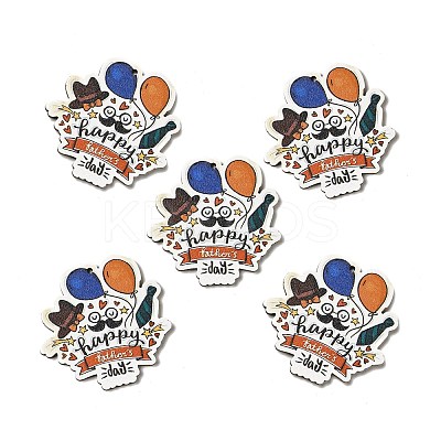 Father's Day Single Face Printed Aspen Wood Big Pendants WOOD-G014-31-1