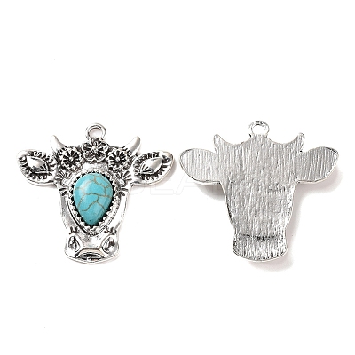 Synthetic Turquoise Pendants PALLOY-K001-046-1